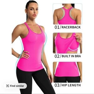 Women's Pink Racerback Ribbed Tank Top